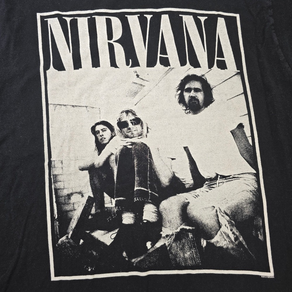 Nirvana Band T-Shirt Black Band Porch  Photo Y2K‎ Grunge Rock Size Large
